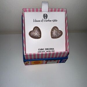 House of Harlow 1960 Heart Earrings- Sparkly